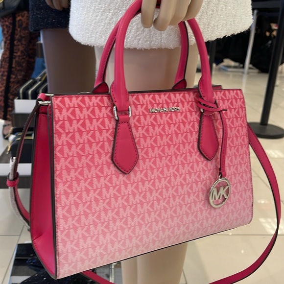 Michael Kors Sheila Medium Ombré Signature CZ Logo Satchel Crossbody Center - Picture 14 of 16